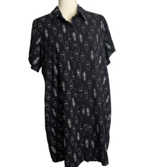 Hot Topic Skeletons Coffin Dress Women’s Sz 2 Black Short Sleeve - Picture 1 of 13